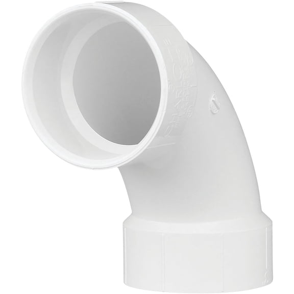 Plastic Pipe Fitting, DWV  Long Sweep Elbow, 90 Degree, PVC, 3-In.