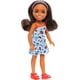 thumbnail image 5 of Barbie Chelsea Doll, Small Doll Wearing Removable Blue Dress with Colorful Print & Pink Shoes, Brown Hair & Green Eyes, 5 of 5