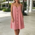thumbnail image 4 of SAWOBUUN Womens Summer Plaid Mini Dress Sleeveless V Neck Button Down Tank Dress Beach Vacation Casual Dress with Adjustable Straps, 4 of 6
