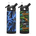 thumbnail image 1 of Ntswasd Botella De Agua Para Niños Con Pajita, Vasos Aislados Para Niños De 18 Oz Con Acero Inoxidable A Prueba De Fugas Para Deportes Escolares Y Viajes (Paquete De 2 Rayos+Dinosaurio), 1 of 5