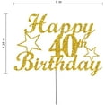 thumbnail image 3 of 40 Birthday Cake Topper Gold Glitter, Party Decoration Ideas, Sturdy Doubled Sided Glitter, Acrylic Stick. Made in USA (40th), 3 of 5