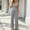 Gray plus size two piece outfit a1, variant on Cagogo Women Plus Size 2 Piece Outfit V Neck Sleeveless Top Wide Leg Pants Set Casual Elegant Matching Two Piece Set Solid Basic Travel Clothes, Black L