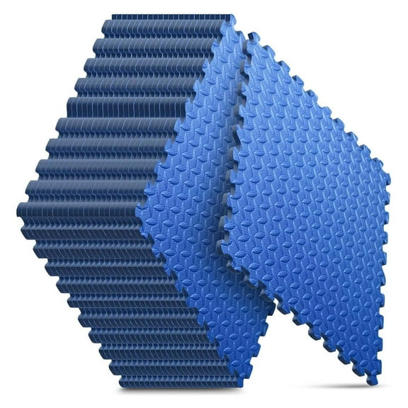 WSSYzyzf 24-Pack EVA Interlocking Foam Floor Tiles 96 SQ FT Blue 24x24 Inch Puzzle Mat Non-Slip Waterproof for Home Gym Kids Playroom