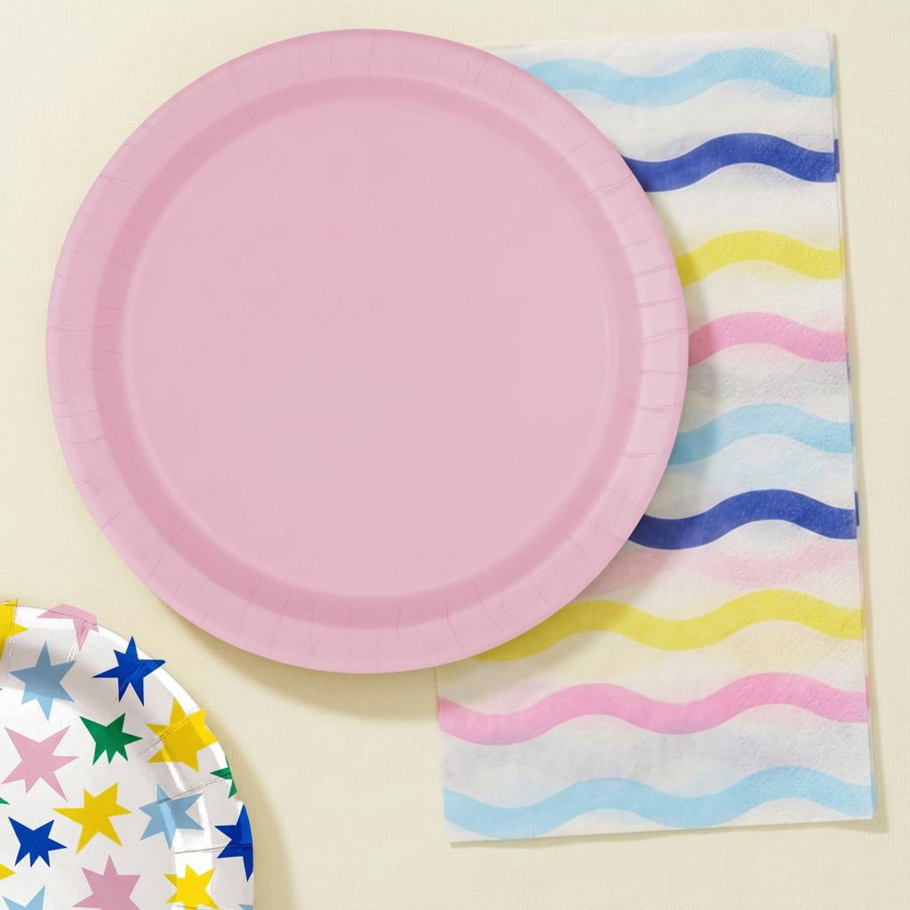 Way To Celebrate Disposable Paper Napkins, Multicolor Wavy Stripes, 4.3 in x 7.8 in, 16 Count