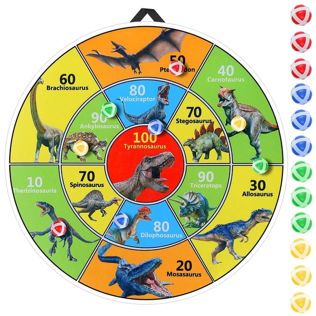 Juego de dinosaurios con forma de bola adhesiva para niños Dartboard ZOHANINDL de 76 cm