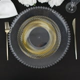Efavormart 10 Pack | 9" Clear / Gold Swirl Rim Plastic Dinner Plates ...