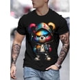 thumbnail image 1 of Men'S Novelty 3D Printed Fashion T-Shirt, Casual Polyester, Crew Neck, Stretchy Knit Fabric, Colorful Bear Graphic, Regular Fit, Novelty Clothing, 1 of 5