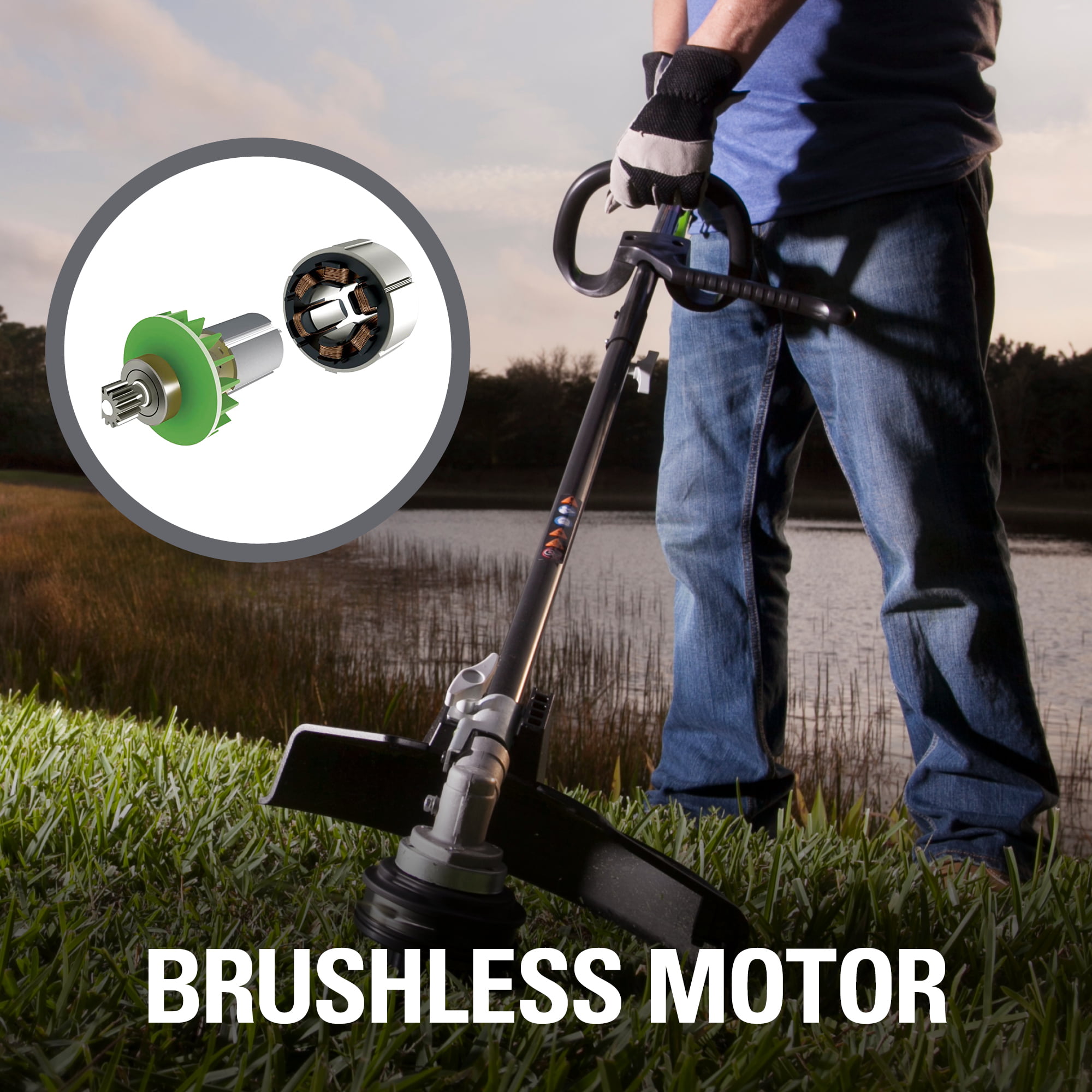 Attachment Capable Greenworks 14-Inch 40V Cordless String Trimmer 2.0 AH Battery Included 2100702 