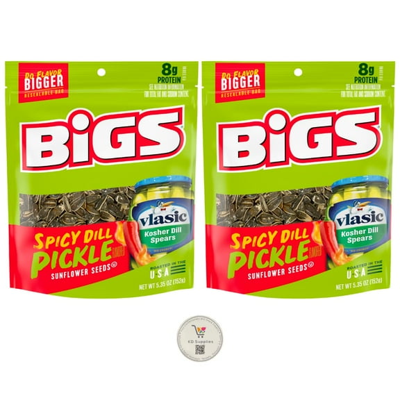 BIGS Sunflower Seeds, Keto Friendly 5.35 oz Bags (Pack of 2) (Spicy Dill Pickle)