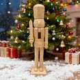 thumbnail image 3 of Selrti 1/2/3Pcs 25/38CM Christmas Wooden Unfinished Nutcracker Figurine DIY Blank Unpainted Soldier Figure Holiday Party Ornament Decoration, 3 of 7
