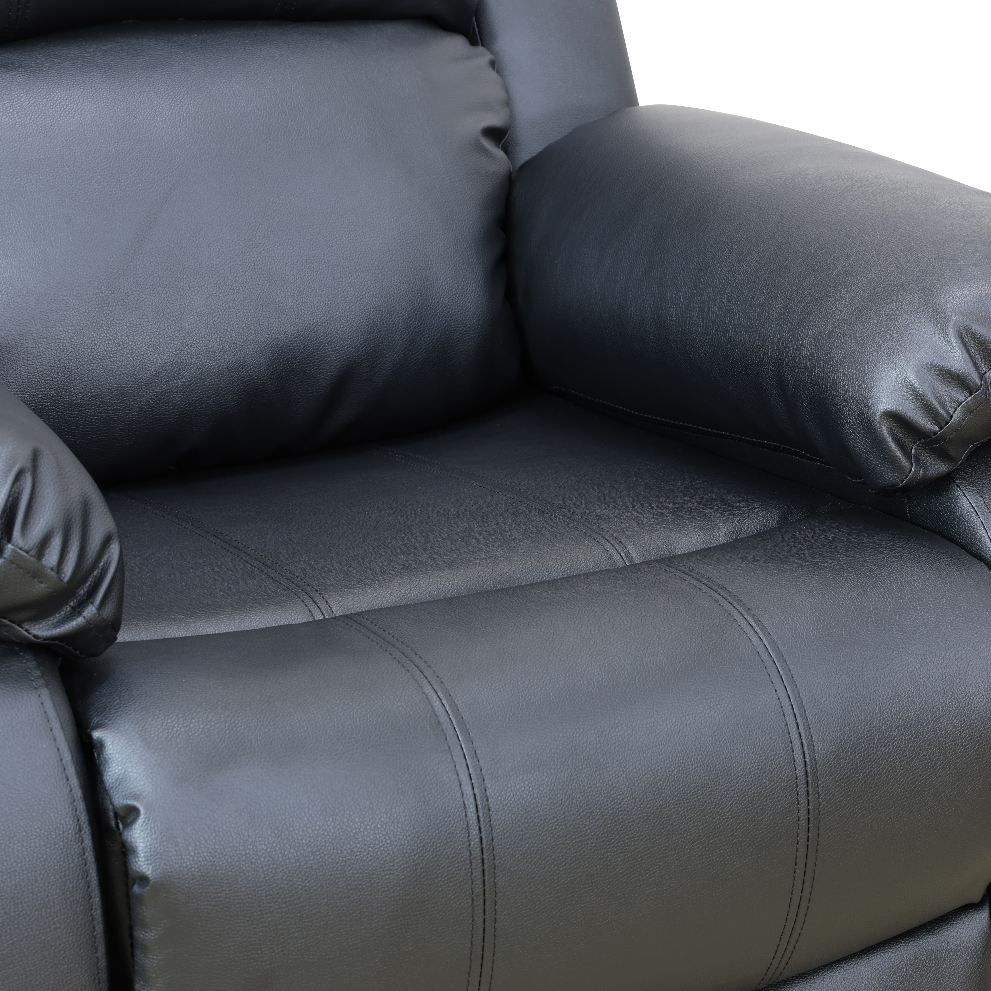 TrumanPick Manual Recliner Chair,Overstuffed reclining Armchair Home Theater Sofa Recliner for Living Room, Black