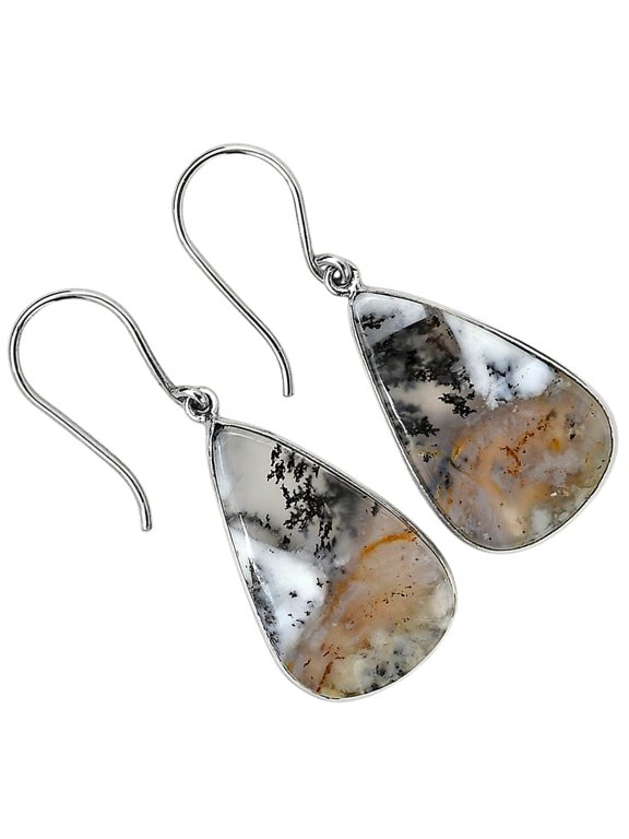 Merlinite Dendritic Opal - Turkey 925 Silver Plated Earrings Jewelry WE58-10004