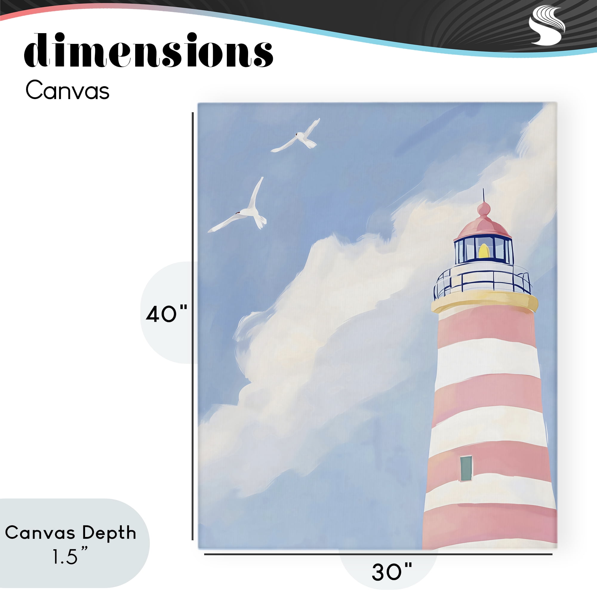 Stupell Industries Striped Lighthouse with Seagulls Canvas Wall Art, design by The Prints Vibe