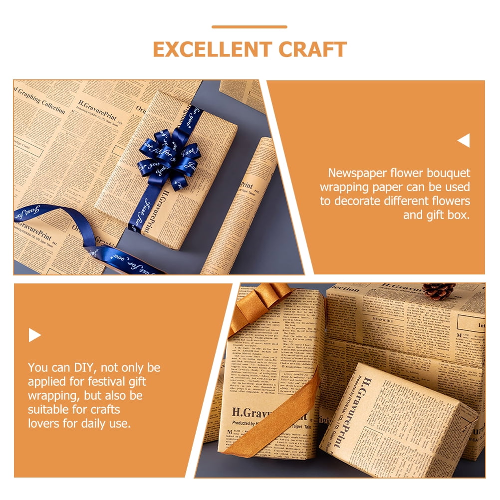 OULII Assorted Color Newspaper Floral Wrapping Paper for Bouquet Packaging and Handmade Crafts