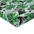 thumbnail image 4 of Ambesonne Tropical Fitted Sheet, Triangles Exotic Leaf Art, Full Size, Fern Green and Dark Grey, 4 of 5