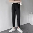thumbnail image 2 of Pantalones de traje elásticos de negocios para hombre, rectos, holgados, de sastrería social, drapeados, de verano, negros, 9, recortados, fluidos, elásticos, 2024, 2 of 5