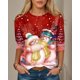 thumbnail image 3 of Sudadera navideña de cuello redondo para mujer, estampado de muñeco de nieve, manga larga, vacaciones de fin de semana de Navidad, cuello redondo, regular, primavera y otoño, 3 of 5