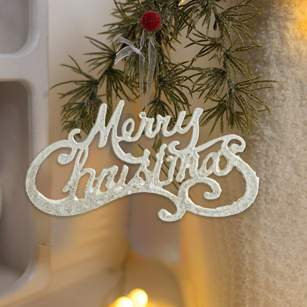 Decoraciones navideñas, adornos navideños, medalla con letras navideñas para colgar, corona navideña original para colgar, adornos navideños para el árbol de Navidad, letrero de plástico con el alfabe
