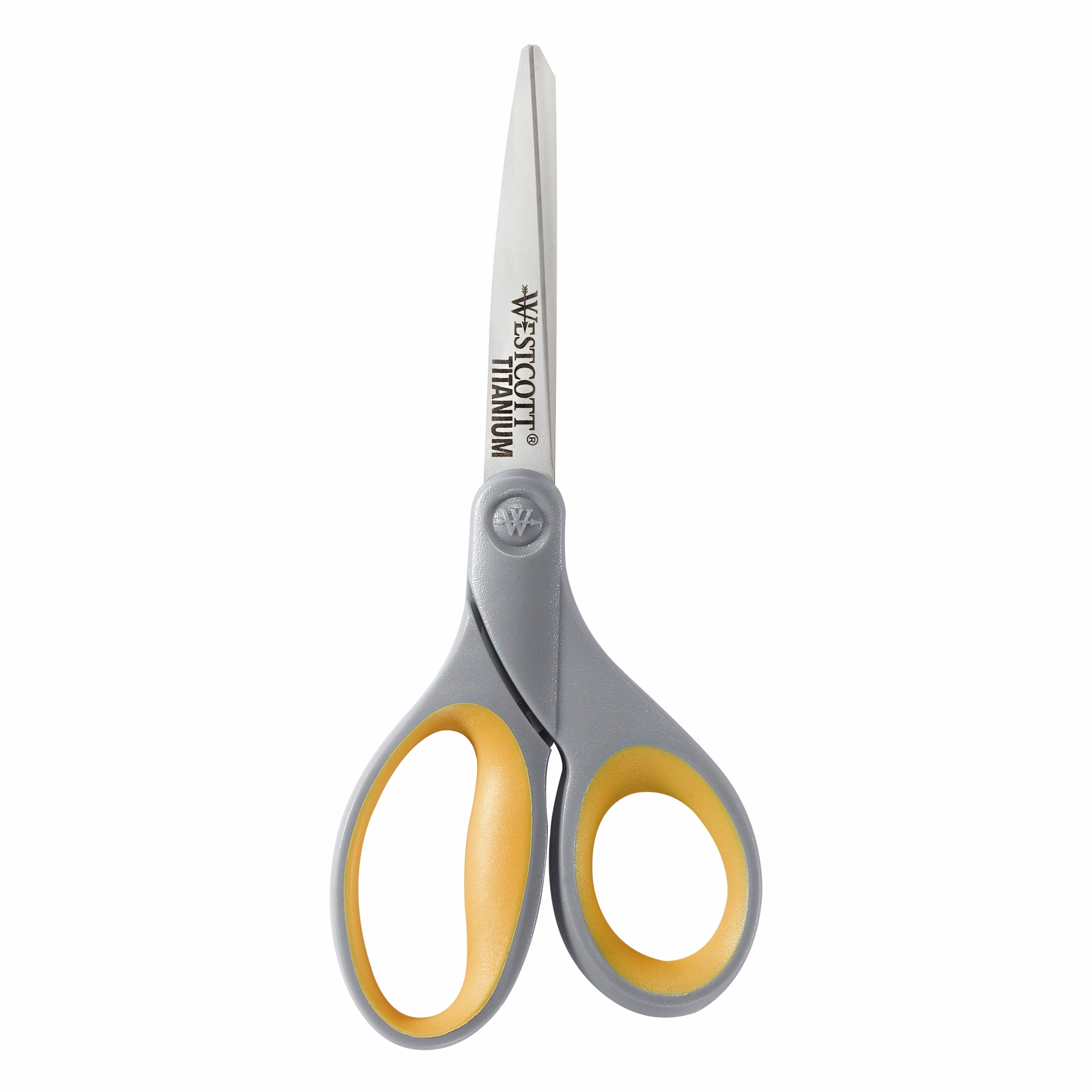 Westcott Titanium Bonded Scissors, 8', Straight, Grey, Yellow, for Office and School, 1-Count