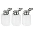 thumbnail image 1 of 3pcs Dispensadores de Alcohol Solvente 180ml(6oz) con Bomba de Dispensación de Líquido de Presión hacia Abajo y Tapa de Acero Inoxidable Sellante para Acetona, Blanco, 1 of 6