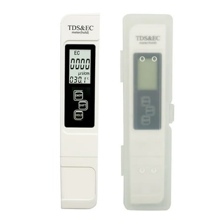 TDS Meter Digital Water Quality Tester 3 in 1 Temperature EC Meter Digital Water Hardness Testers for Drinking Water, White