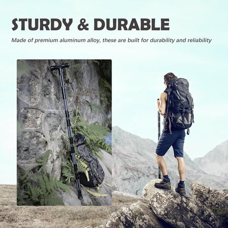 Hiking Tactical Stick Walking Staff Portable Walking Sticks Trekking Poles Outdoor Multitool Camping Gear for Men Women (Gray)