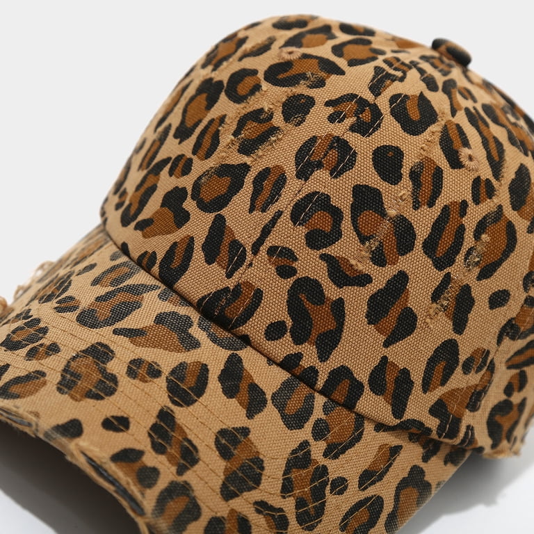 Vintage Leopard Print Baseball Cap Distressed Cotton  display picture 3