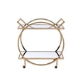 thumbnail image 5 of Metal Serving Cart with Mirrored Open Shelf and Tubular Angled Handles Gold and Clear - Saltoro Sherpi, 5 of 5