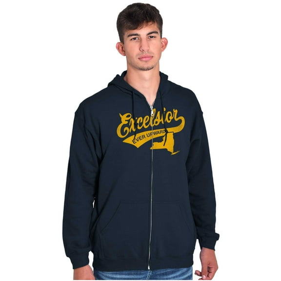Excelsior Ever Upward New York Motto Zip Up Hoodie Men's Women's Brisco Brands S