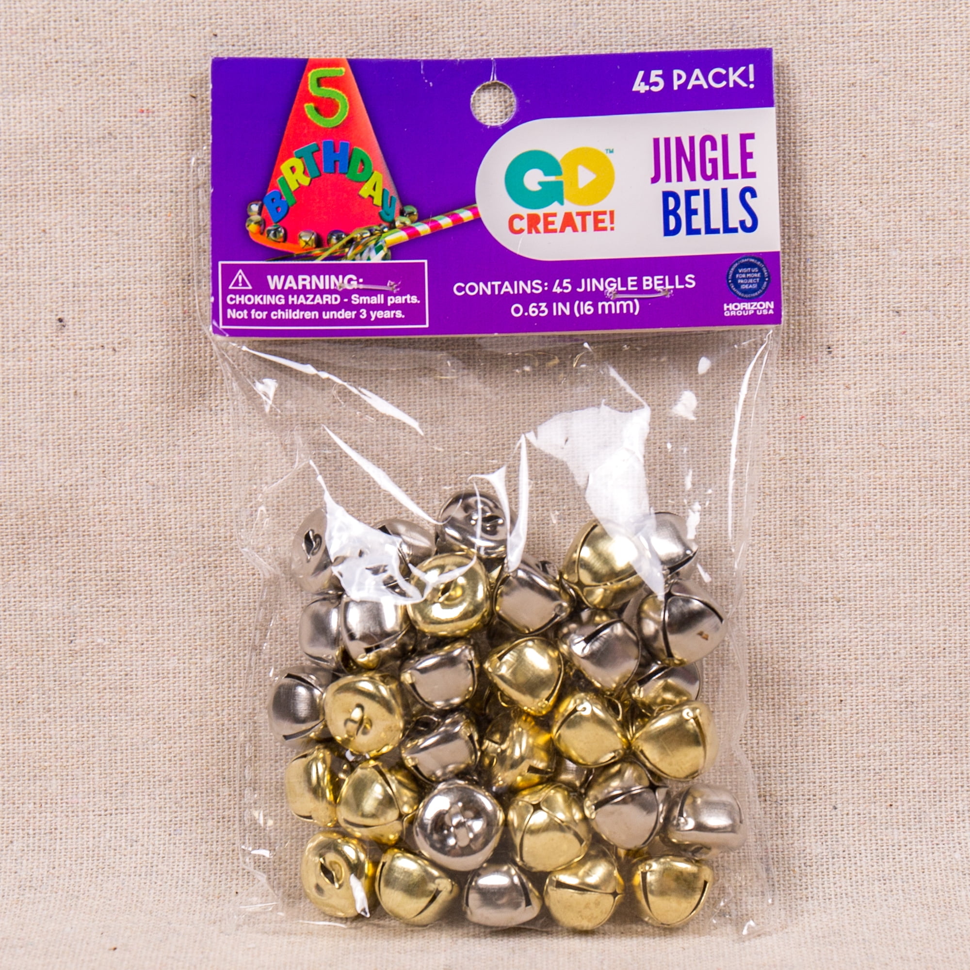 Go Create 16mm Gold & Silver Jingle Bells, 45 Pack