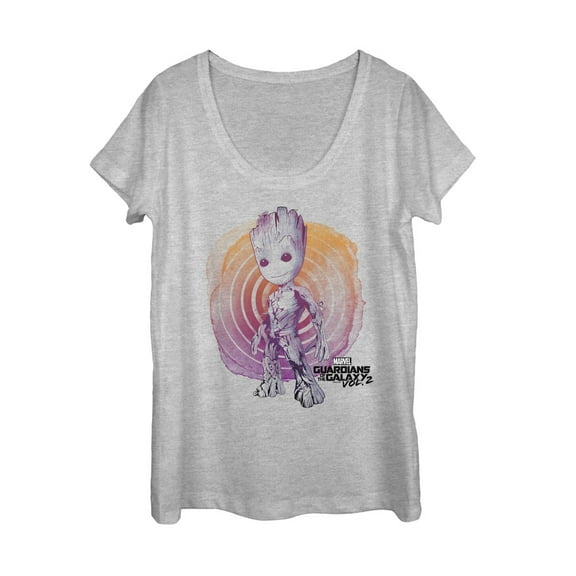 Women's Marvel Guardians of the Galaxy Vol. 2 Groot Swirl Scoop Neck Athletic Heather X Large