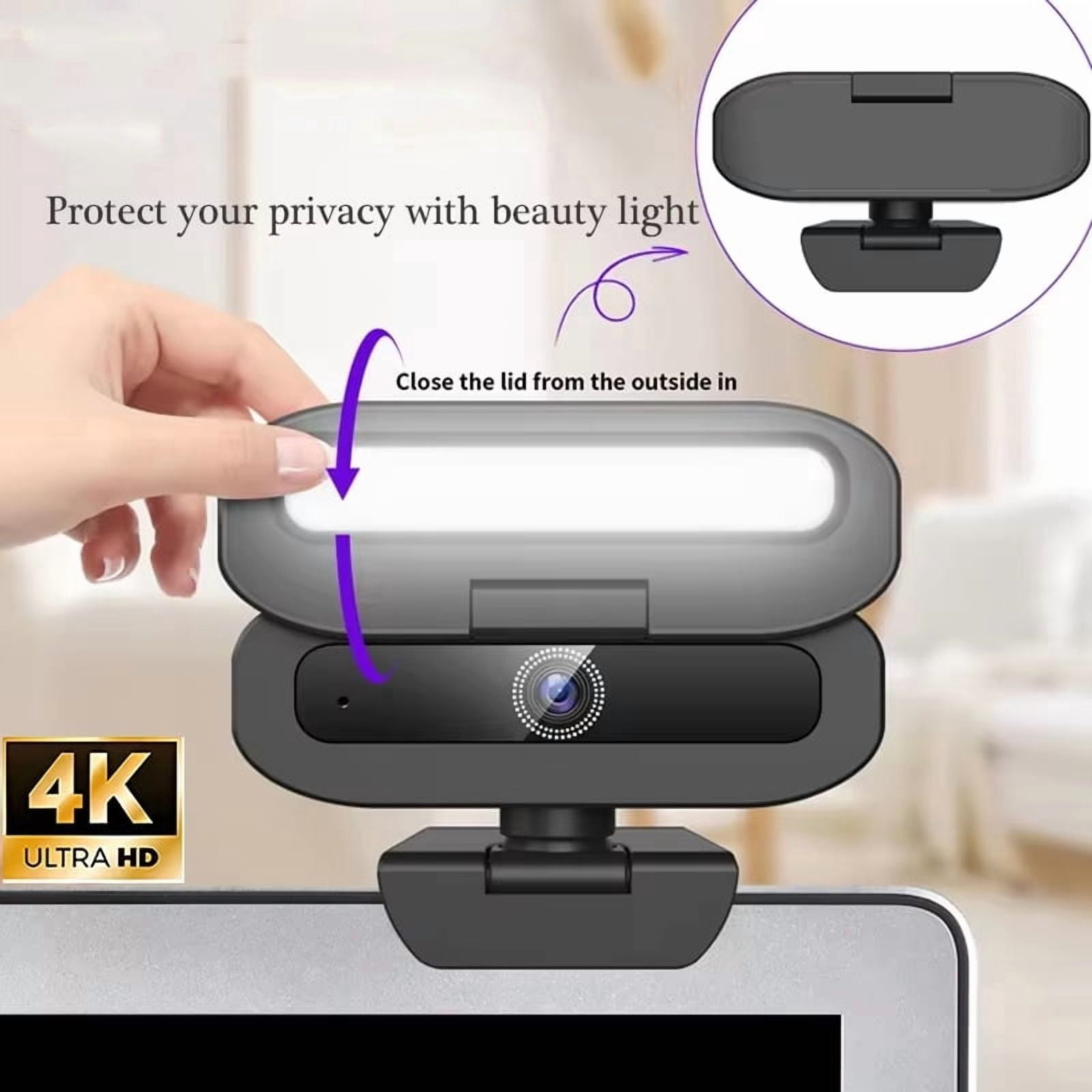 Upgraded Online Camera 2K 4K Full Shooting Privacy Shutter Webcam With Fill Light  Play Auto  Live Meeting Video Camera