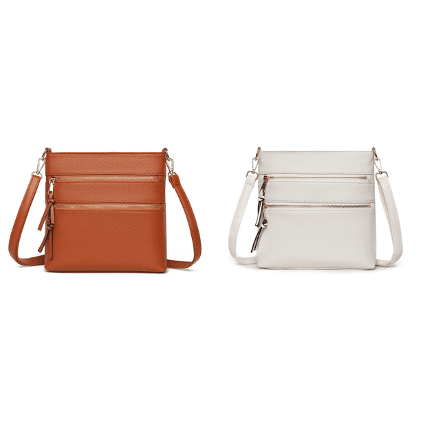 Bolso Bandolera Cuero Genuino Con Múltiples Bolsillos Cruzado para Mujer (marrón)