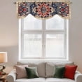 thumbnail image 3 of Tie Up Valances for Windows, Bohemian Adjustable Valance Curtains Window Treatment for Living Room/Bedroom, Blue Retro Boho Ethnic Farmhouse Colorful Rod Pocket Kitchen Curtains & Drapes 42x18 Inch, 3 of 9
