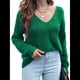 thumbnail image 3 of Suéteres de Otoño con Cuello Redondo de Crochet y Aberturas, Bonitos Suéteres de Invierno para Mujer, A Verde L, 3 of 9