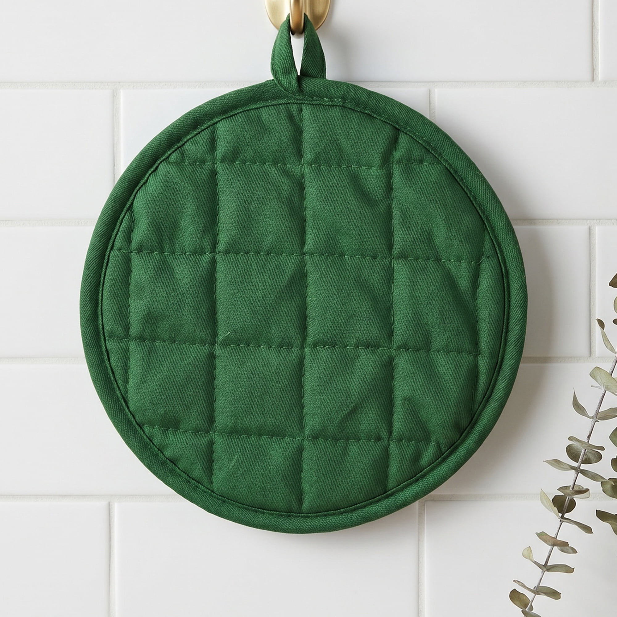 Unique Bargains 2 Pcs Pot Holders Heat Resistant Trivets Non Slip Hot Pads for Kitchen Dark green 7.1"x7.1"