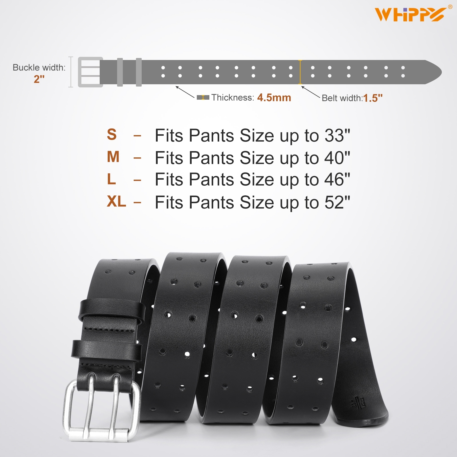 Whippy Men's Leather Double Prong Belt photo 7