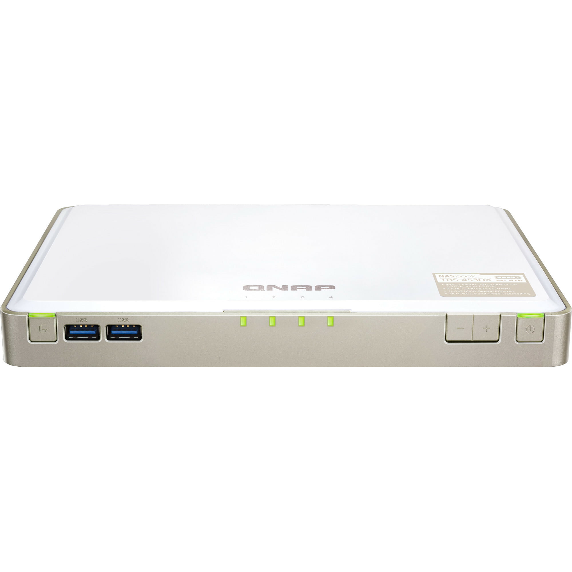 QNAP TBS-453DX M.2 NASbook - NAS server - 4 bays - SATA 6Gb/s - RAID 0, 1, 5, 6, 10, JBOD, 5 hot spare - RAM 4 GB - Gigabit Ethernet / 10 Gigabit Ethernet - iSCSI support - Walmart.com