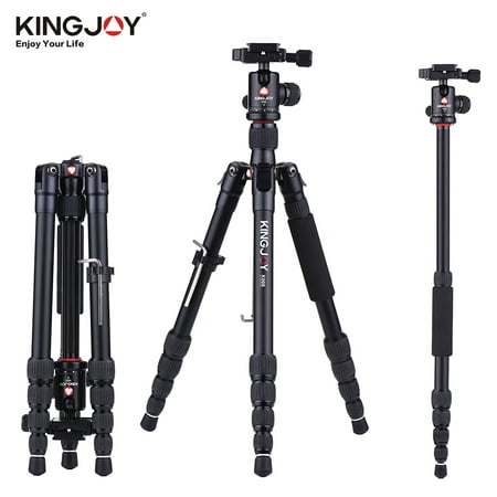 KINGJOY K009 135cm/4.4ft Portable Camera Tripod Monopod Trekking Stick Aluminum Alloy with Ball Head Quick Release Plate Support Low Angle Macro Panoramic Photography Max. Load