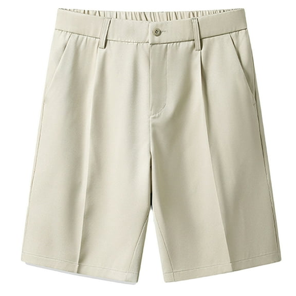 Timegard Suit Shorts for Men Elastic Waist Button Dress Shorts Fitting Business Casual Work Shorts