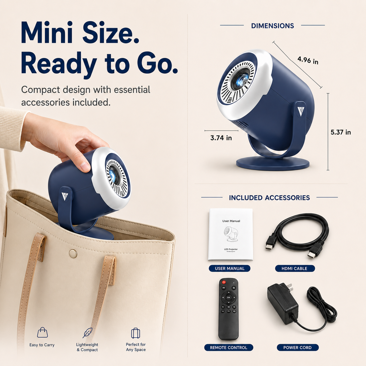 Vamvo Mini Projector WiFi Bluetooth 240° Rotating photo 8