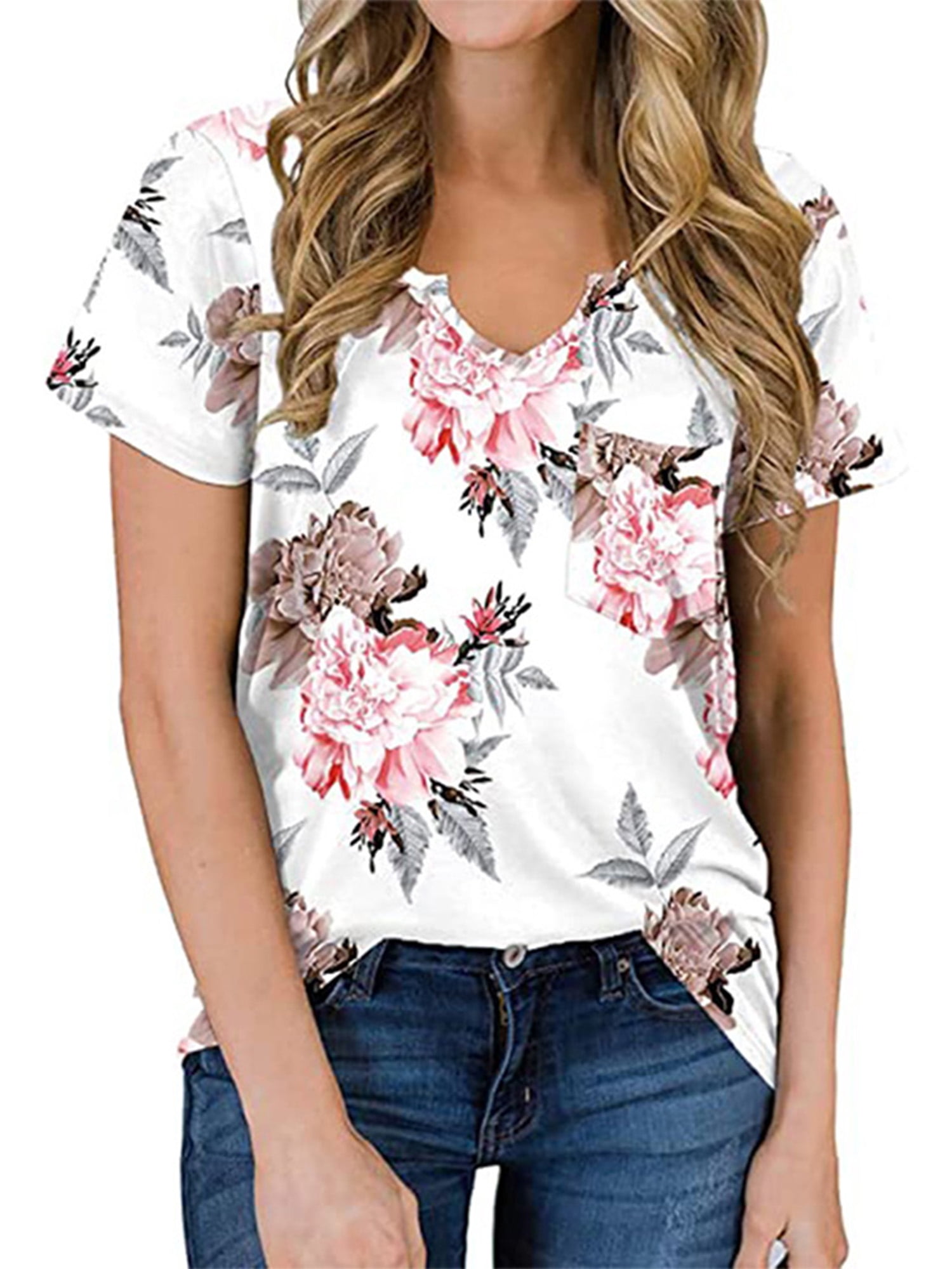 Clothing Women Floral Printed V Neck 