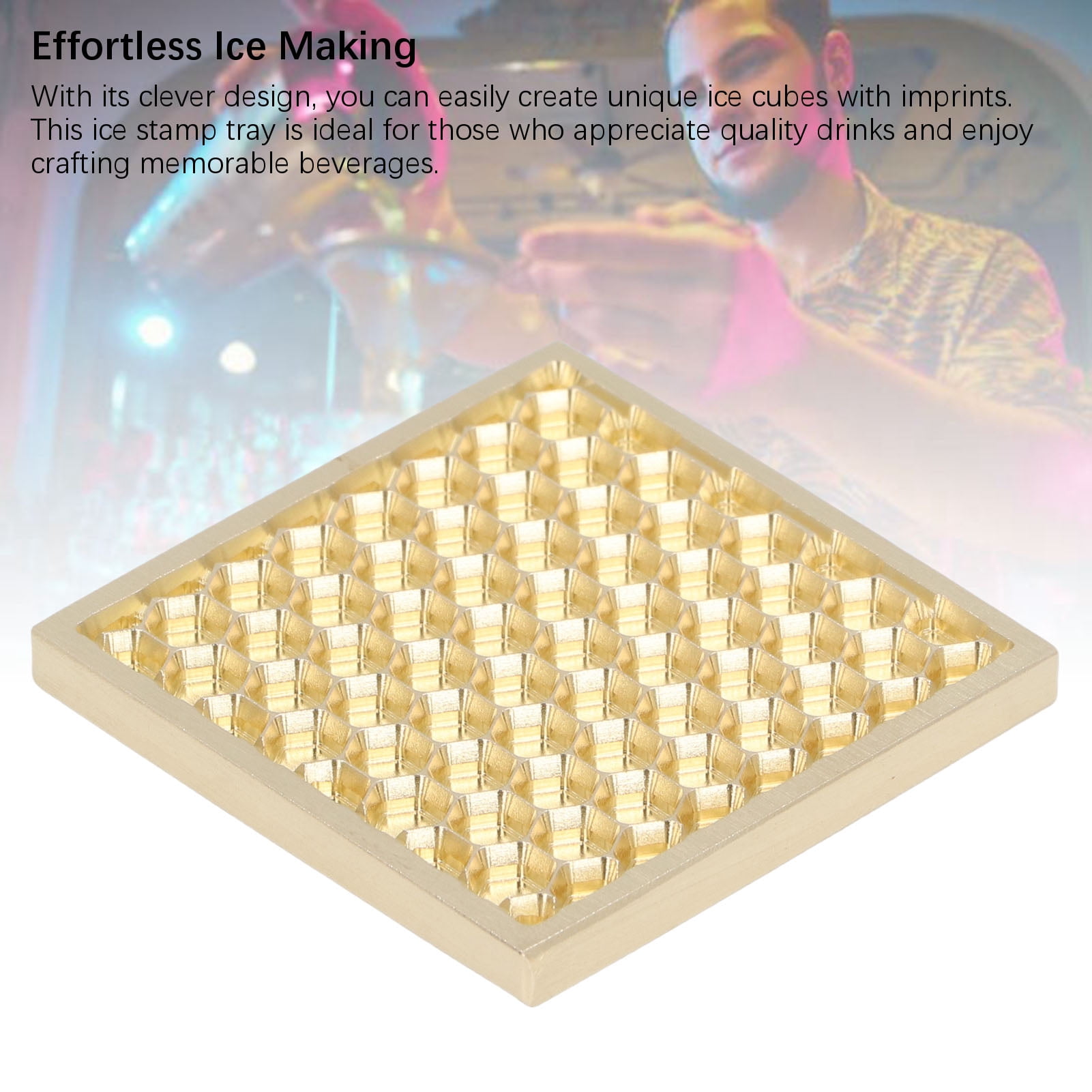 NFTIGB Ice Cube Maker Design Tray Copper Ice Press Craft Modern Ice Cube Stamp for Cocktail Bartender Bar Party A04