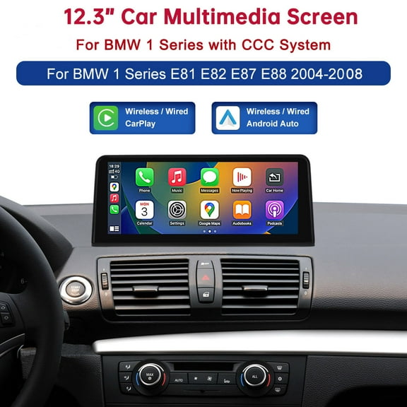 12.3" Touch Screen Wireless Carplay Andriod Auto for BMW 1 Series E81 E82 E87 E88 2004-2008 with CCC System Radio Receiver Navigation Bluetooth