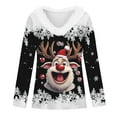 thumbnail image 4 of Women's Autumn Winter Casual Fashion V Neck Collar Christmas Print Long Sleeve T Shirt Tops Casual Shirts, 4 of 5