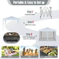 thumbnail image 5 of Costway 10 FT x 10 FT Pop-Up Canopy Tent with Mesh Netting, Carry Bag, 8 Stakes & 4 Ropes White, 5 of 10