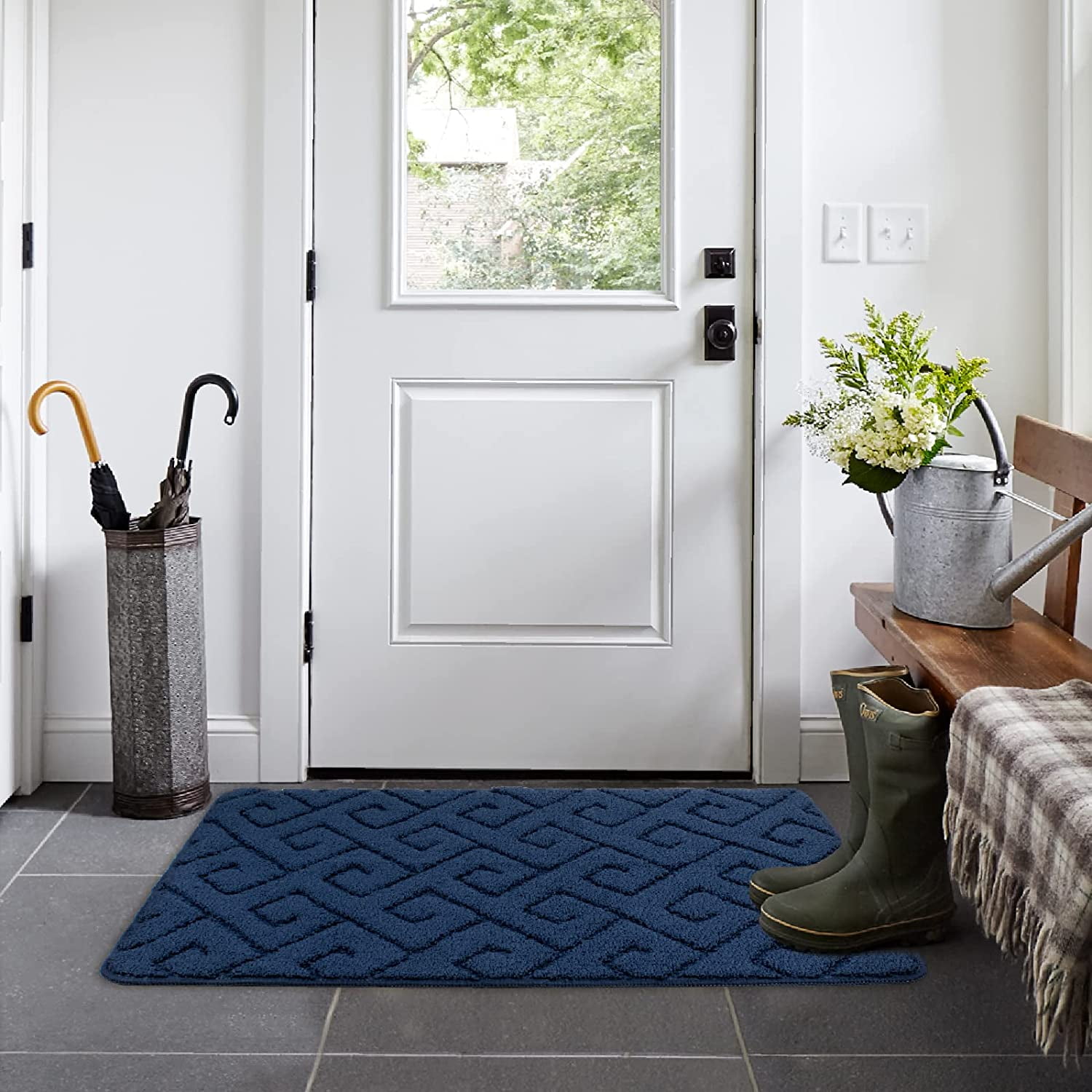 Walensee Indoor Doormat, Front Door Mat for Entrance (20x32 Light Grey) Machine Washable Entryway Rug Non Slip Dirt Trapper Door Rugs Absorbent