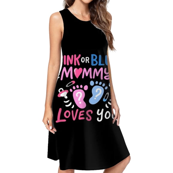Pink Or Blue Mommy Loves You Dress Elegant Party Dresses Evening Dresses Women Dress Sleeveless Dress Ladies Dresses