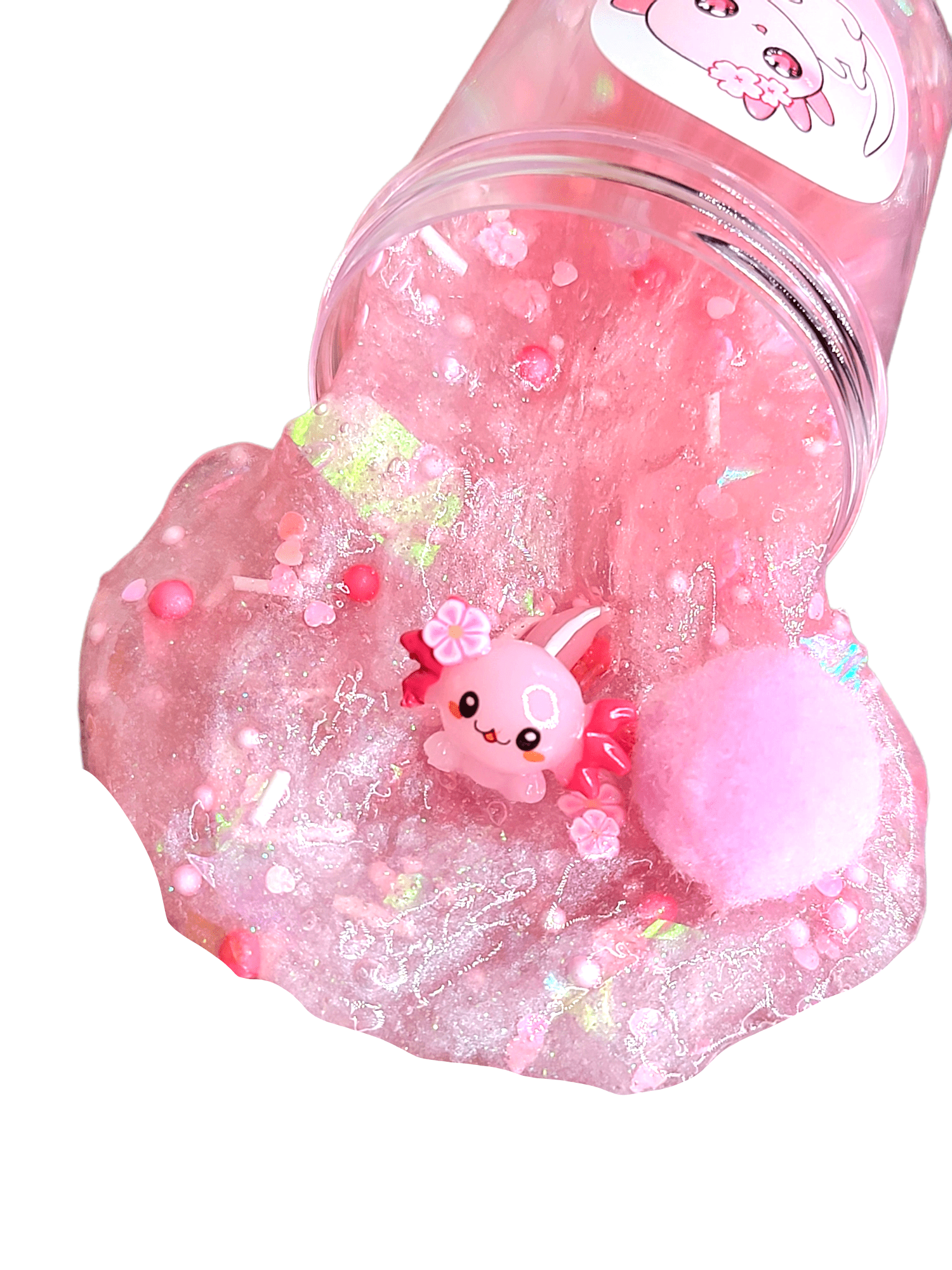 Pinky The Axolotl Handmade Clear Slime 