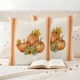 thumbnail image 3 of Orange Fall Outdoor Waterproof Pillow Covers, Thanksgiving Sunflower Pumpkin Stripe Decorative Square Throw Pillowcase Sofa Cushion Sham for Patio/Couch/Chair, 16"x16" 2 Pack, 3 of 8
